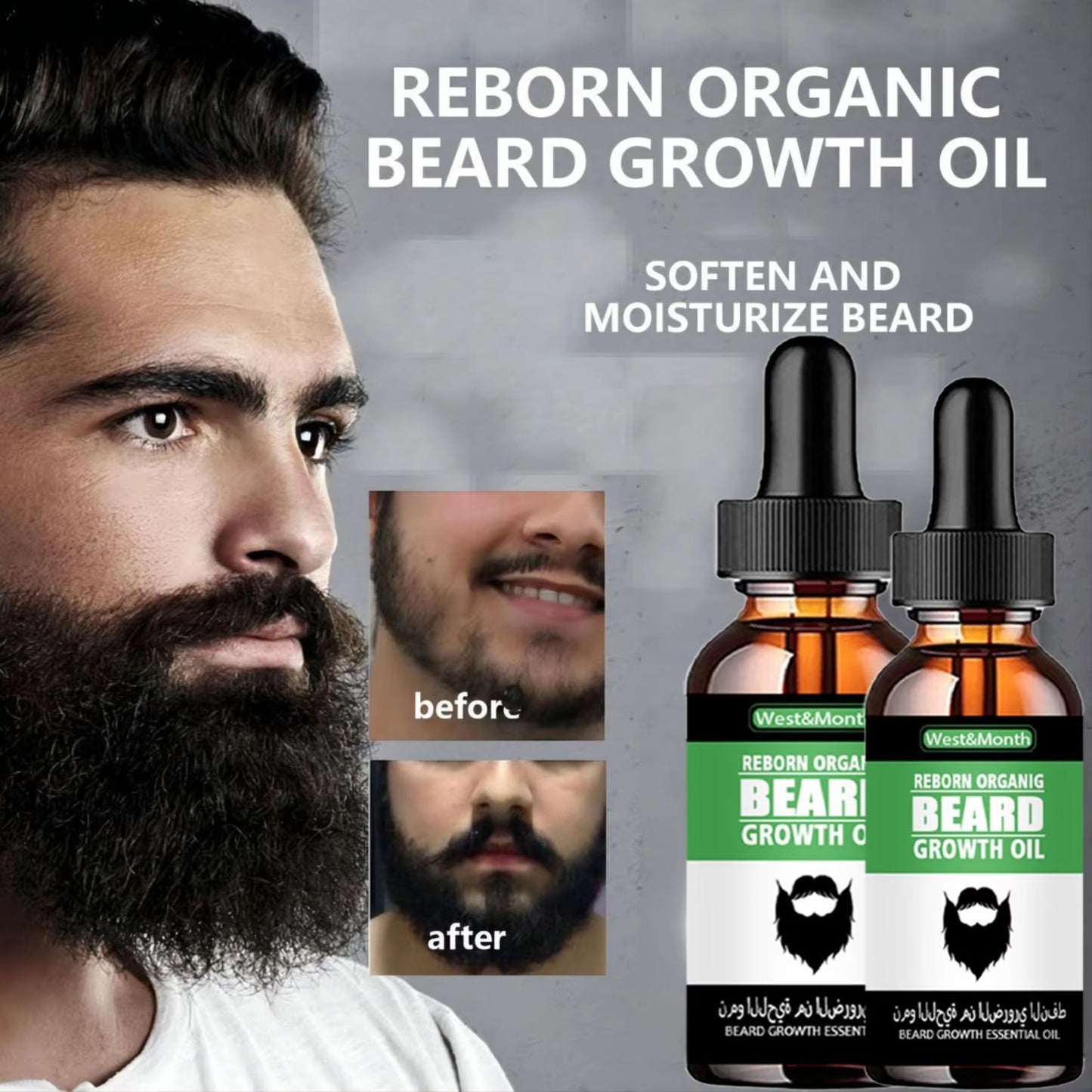 100% Natural Beard Growth Oil – Facial Hair & Beard Care for Men