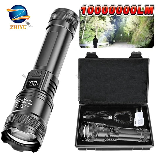 Rechargeable LED Zoom Flashlight with LCD Display