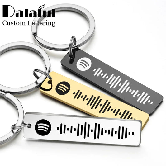 "Personalized Spotify Code Keychain with Engraved Name & Song"