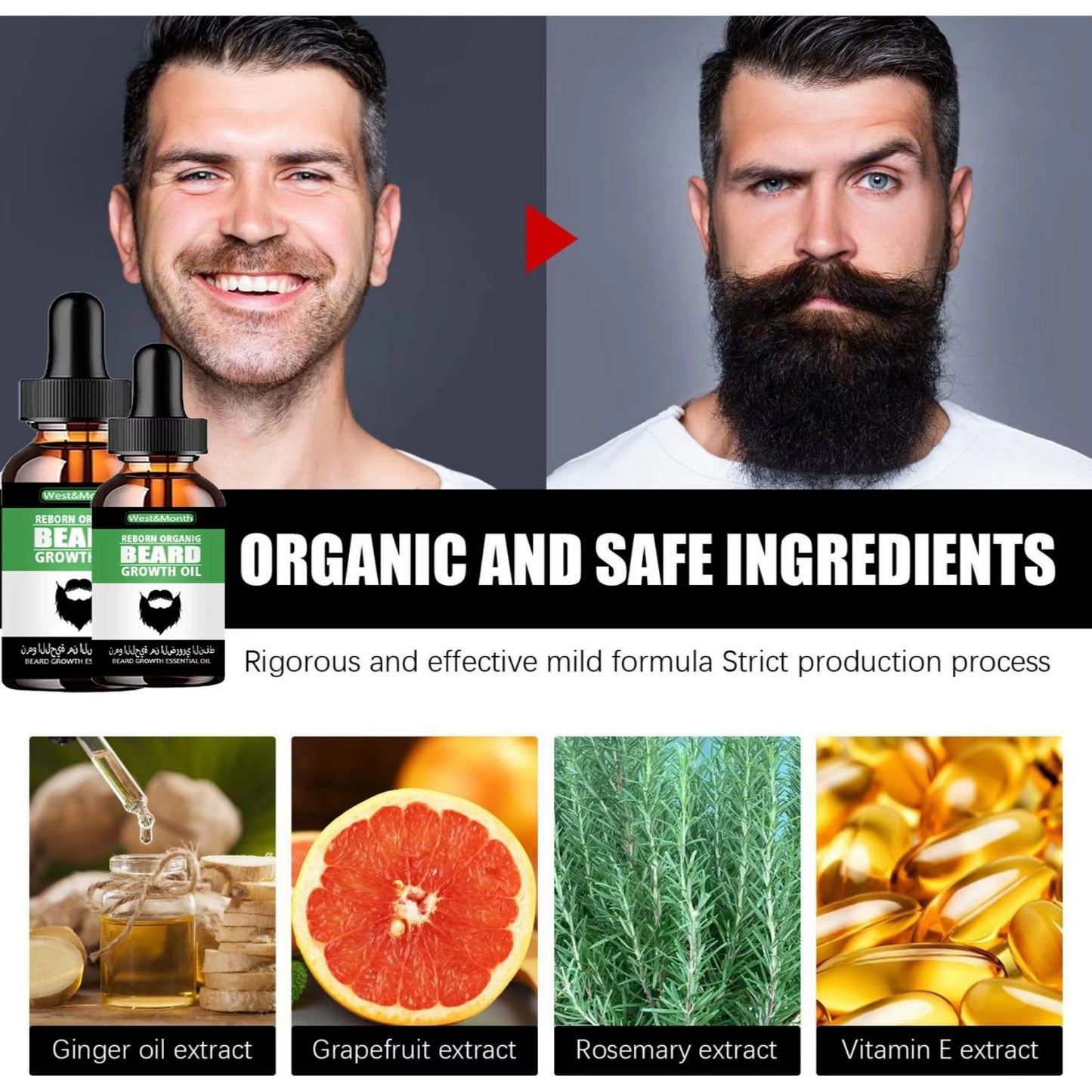 100% Natural Beard Growth Oil – Facial Hair & Beard Care for Men