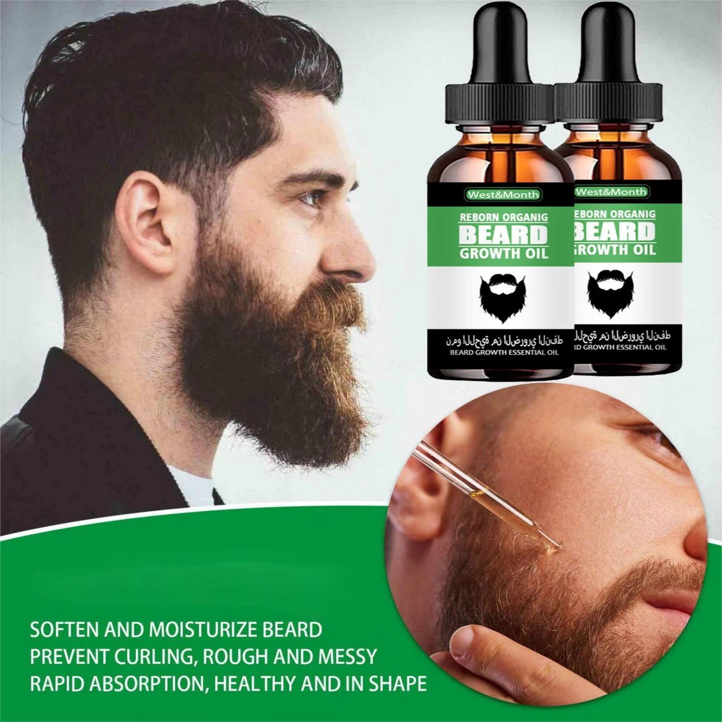 100% Natural Beard Growth Oil – Facial Hair & Beard Care for Men
